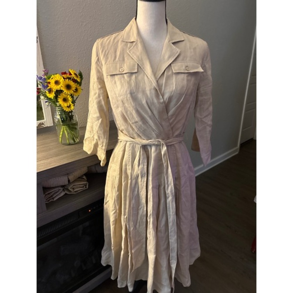 Jones New York dress‎ size 6 beige linen